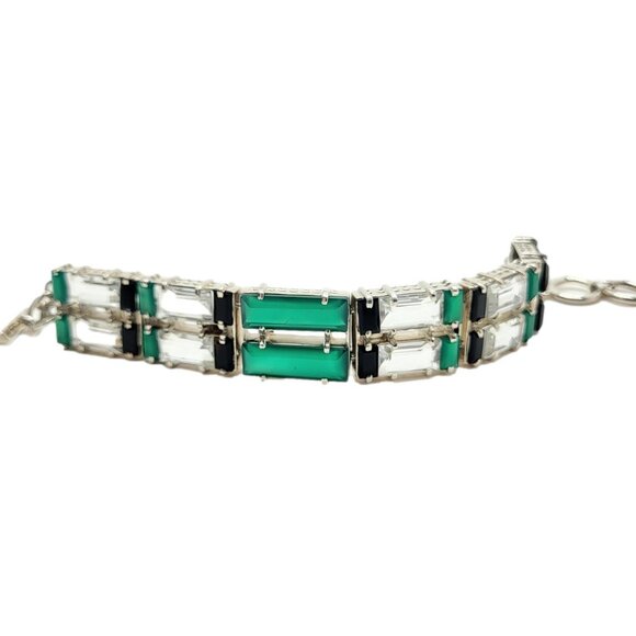 Nicky Butler Deco Toggle Bracelet Green Chalcedony .925 Sterling Silver New - Picture 1 of 14